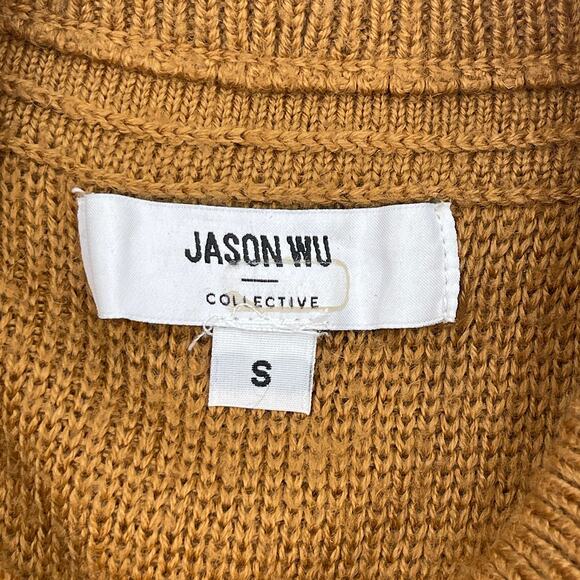 Jason Wu Camel Cold Shoulder Sweater Small $240 Golden Brown Wool Blend Relaxed - Picture 6 of 9